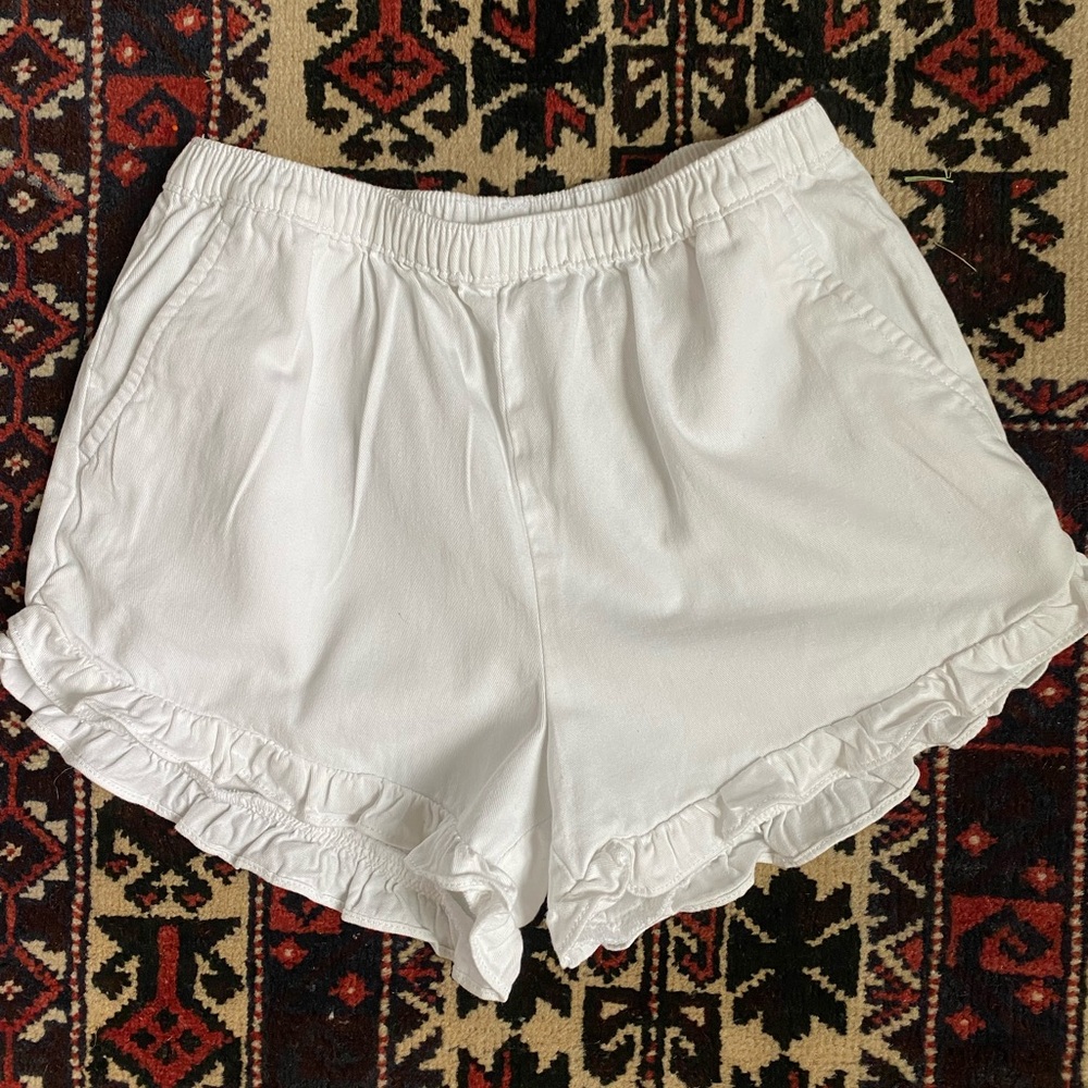 Crewcuts White Ruffle Hem High Waist Shorts